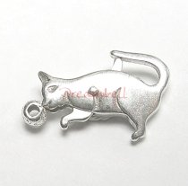 1x Sterling Silver BRIGHT CAT KITTEN LOBSTER CLASP BEAD