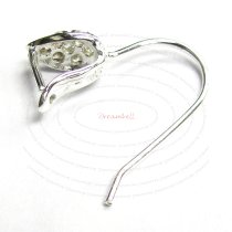 2x STERLING SILVER LEAF EARWIRE CZ FRENCH HOOK BAIL