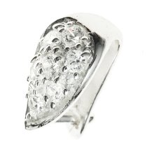 1X BRIGHT STERLING SILVER TEARDROP BAIL PENDENT CLASP with CZ