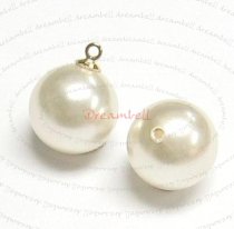 4x Swarovski crystal 5818 White Pearl ROUND half drilled 8mm
