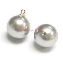 4x Swarovski crystal 5818 Light Grey Pearl ROUND half drilled 10mm