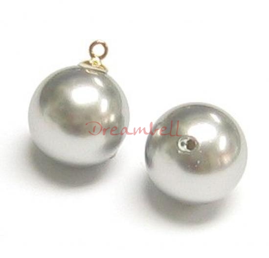 4x Swarovski crystal 5818 Light Grey Pearl ROUND half drilled 10mm