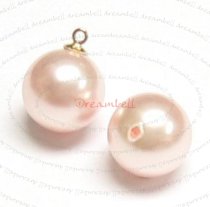 4x Swarovski crystal 5818 Rosaline Pearl ROUND half drilled 10mm