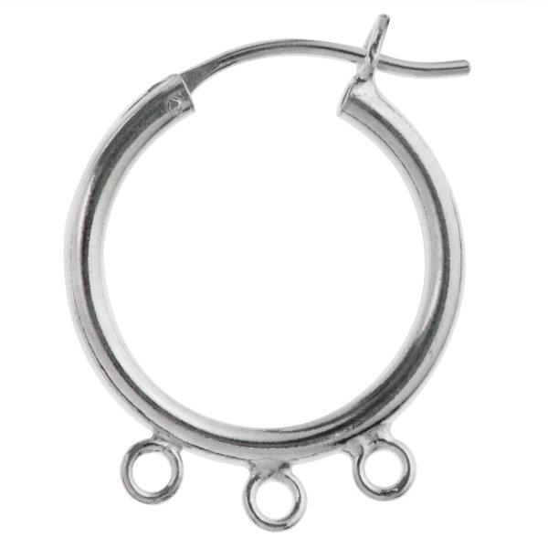 2x Sterling Silver Round Hoop Chandelier Click Top Earring Connector 18mm