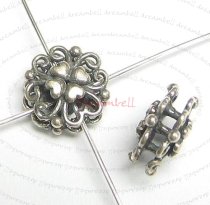 2x Bali Sterl Silver Sweet Heart Flower Spacer connector bead 10mm