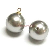 4x Swarovski crystal 5818 Dark Grey Pearl ROUND half drilled 10mm