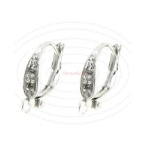 2x Sterling SILVER LEVERBACK earwire lever back with CZ stones EAR wire