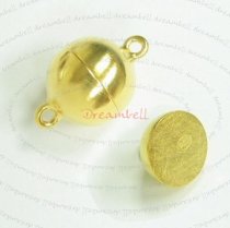 1x 14K Real Gold Plated over Sterling Silver 1 strand Round Ball Satin Magnetic Clasp 8mm