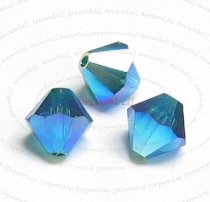 12x Swarovski Elements Bicone Crystal 5301 Emerald 6mm AB 2x
