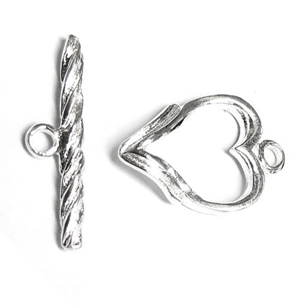 1x Sterling silver fancy Heart Classic Toggle Clasp