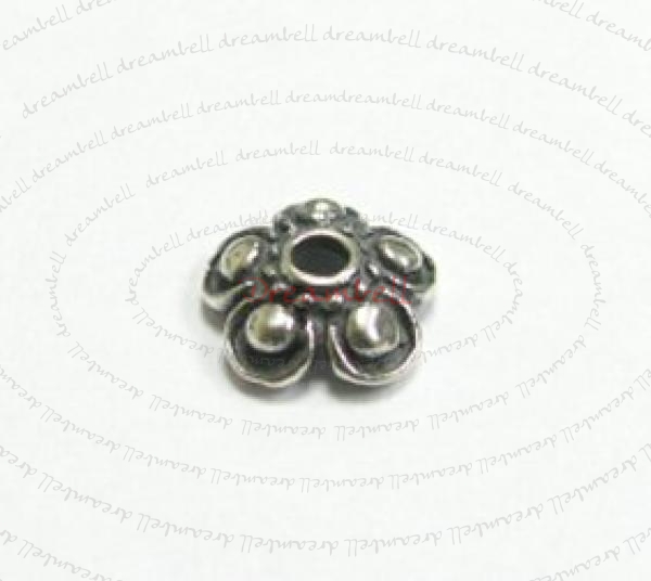 4x STERLING SILVER Round FLOWER Bead cap 9mm