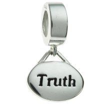 Sterling Silver Oval Truth″ Dangle Bead for European Charm Bracelets