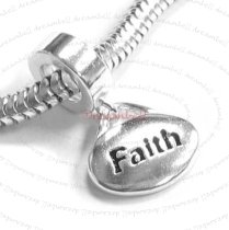 Sterling Silver Oval Faith" Dangle Bead for European Charm Bracelets