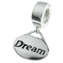 Sterling Silver Oval Dream" Dangle Bead for European Charm Bracelets