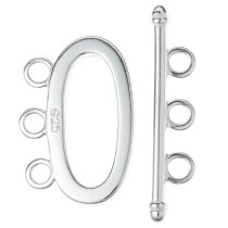 1x Sterling Silver Oval toggle 3 strand clasp