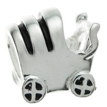Sterling Silver BABY CARRIAGE CART Bead for European Charm Bracelets