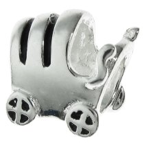 Sterling Silver BABY CARRIAGE CART Bead for European Charm Bracelets