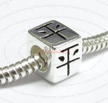 Sterling Silver Chinese Word PEACE" Bead Tube for European Charm Bracelets