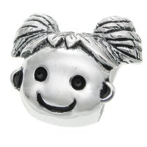 Sterling Silver Cute Happy Baby Girl KID / Daughter w/ Smile Face Family Bead for European Charm Bracelet