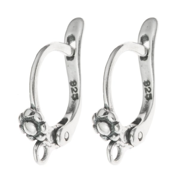 2x STR SILVER LEVERBACK Daisy Flower lever back EAR wire
