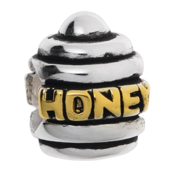 Gold 925 Sterling Silver HONEY BEE POT European Style Bead charm
