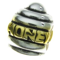 Gold 925 Sterling Silver HONEY BEE POT European Style Bead charm