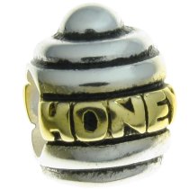 Gold 925 Sterling Silver HONEY BEE POT European Style Bead charm