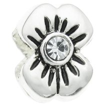 Sterling Silver FLOWER BOW Crystal Bead for European Charm Bracelets