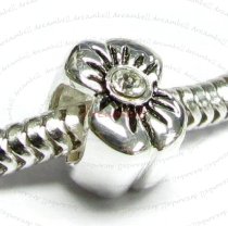 Sterling Silver FLOWER BOW Crystal Bead for European Charm Bracelets