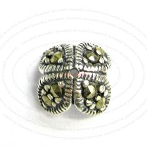 2x STERLING SILVER MARCASITE FLOWER Bead Cap 8.8mm x 5.3mm