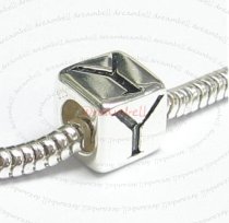 Sterling Silver Dice Cube Letter Y" Bead Tube for European Charm Bracelets