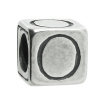 Sterling Silver Dice Cube Letter O″ Bead Tube for European Charm Bracelets