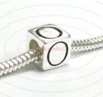Sterling Silver Dice Cube Letter O" Bead Tube for European Charm Bracelets
