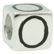Sterling Silver Dice Cube Letter O" Bead Tube for European Charm Bracelets