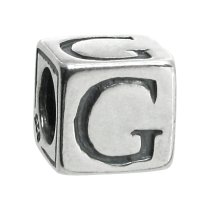 Sterling Silver Dice Cube Letter G″ Bead Tube for European Charm Bracelets