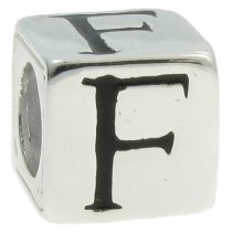 Sterling Silver Dice Cube Letter F″ Bead Tube for European Charm Bracelets