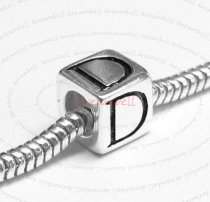 Sterling Silver Dice Cube Letter D" Bead Tube for European Charm Bracelets
