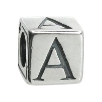 Sterling Silver Dice Cube Letter A″ Bead for European charm Bracelets