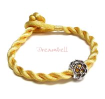 Chinese HAND KNOTTED SILK CORD BRACELET Gold for European Charm Bead
