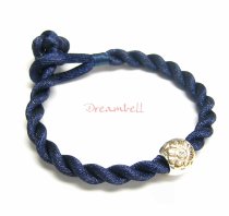 Chinese HAND KNOTTED SILK CORD BRACELET Dark Blue for European Charm Bead