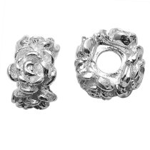 4x Sterling Silver Rose Rondelle Bead Spacer 4mm x 7mm
