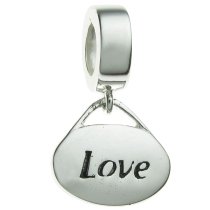 Sterling Silver Oval Love Dangle Bead for European Charm Bracelets