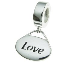 Sterling Silver Oval Love Dangle Bead for European Charm Bracelets