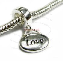 Sterling Silver Oval Love Dangle Bead for European Charm Bracelets