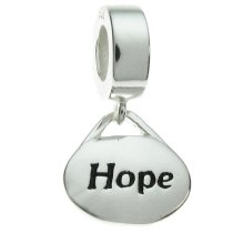 Sterling Silver Oval Hope″ Dangle Bead for European Charm Bracelets
