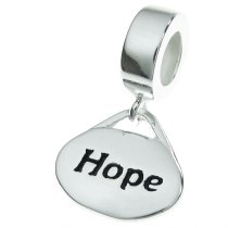Sterling Silver Oval Hope" Dangle Bead for European Charm Bracelets