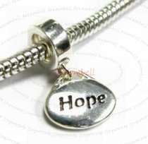 Sterling Silver Oval Hope" Dangle Bead for European Charm Bracelets