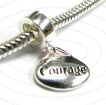 Sterling Silver Oval Courage" Dangle Bead for European Charm Bracelets