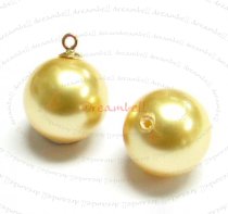 4x Swarovski crystal 5818 Gold Pearl ROUND half drilled 10mm
