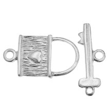 1x Sterling silver Sweet Heart LOCK KEY Toggle Clasp